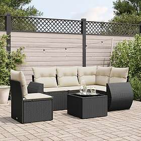 vidaXL Loungegrupp med dynor 6 delar svart konstrotting 3253713