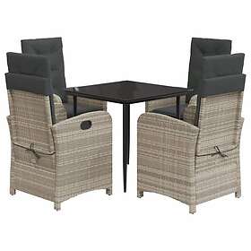 vidaXL Matgrupp för trädgården med dynor 5 delar ljusgrå konstrottning 3212411