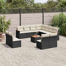 vidaXL Loungegrupp med dynor 12 delar svart konstrotting 3258493