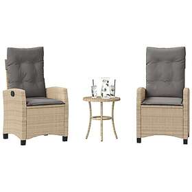 vidaXL Bistrogrupp med dynor 3 delar mixbeige konstrotting 365229