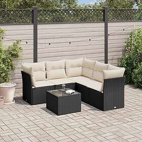 vidaXL Loungegrupp med dynor 6 delar svart konstrotting 3217626
