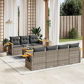 vidaXL Loungegrupp för trädgården med dynor 8 delar grå konstrotting 3259050