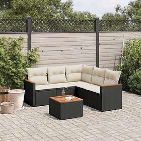 vidaXL Loungegrupp med dynor 6 delar svart konstrotting 3225965