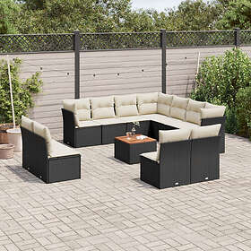 vidaXL Loungegrupp med dynor 12 delar svart konstrotting 3256035