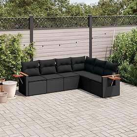 vidaXL Loungegrupp med dynor 6 delar svart konstrotting 3226839