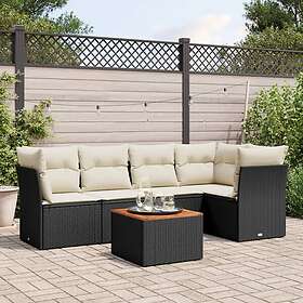vidaXL Loungegrupp med dynor 6 delar svart konstrotting 3255958