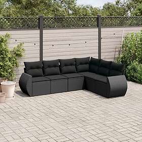 vidaXL Loungegrupp med dynor 6 delar svart konstrotting 3221404