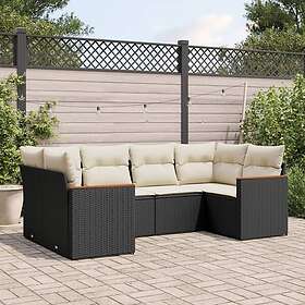 vidaXL Loungegrupp med dynor 6 delar svart konstrotting 3226259