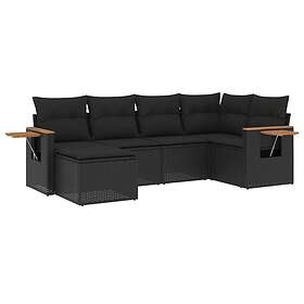 vidaXL Loungegrupp med dynor 6 delar svart konstrotting 3259416
