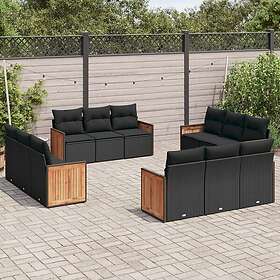vidaXL Loungegrupp med dynor 12 delar svart konstrotting 3227511