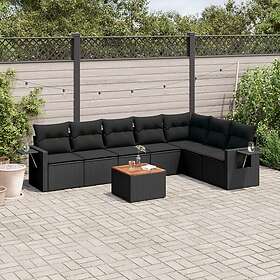 vidaXL Loungegrupp för trädgården med dynor 8 delar svart konstrotting 3256923