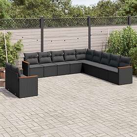 vidaXL Loungegrupp för trädgården m. dynor 11 delar konstrotting svart 3258527