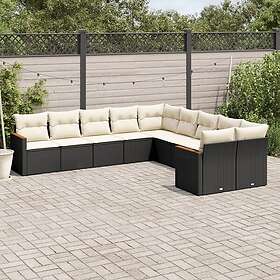 vidaXL Loungegrupp 10 delar med svarta dynor konstrotting 3258752