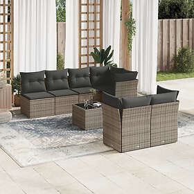 vidaXL Loungegrupp för trädgården med dynor 8 delar grå konstrotting 3249139