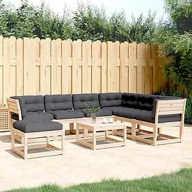 vidaXL Loungegrupp för trädgården med dynor 7 delar massiv furu 3216935