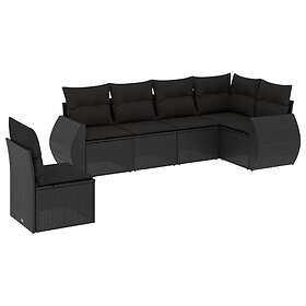 vidaXL Loungegrupp med dynor 6 delar svart konstrotting 3221424
