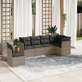 vidaXL Loungegrupp för trädgården med dynor 6 delar grå konstrotting 3249539