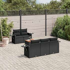 vidaXL Loungegrupp med dynor 6 delar svart konstrotting 3256776