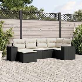 vidaXL Loungegrupp med dynor 6 delar svart konstrotting 3255193