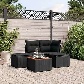 vidaXL Loungegrupp för trädgården med dynor 5 delar svart konstrotting 3255915