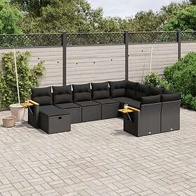vidaXL Loungegrupp 10 delar med svarta dynor konstrotting 3259556