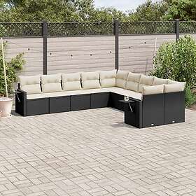 vidaXL Loungegrupp 10 delar med svarta dynor konstrotting 3253043