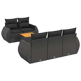 vidaXL Loungegrupp med dynor 6 delar svart konstrotting 3224886