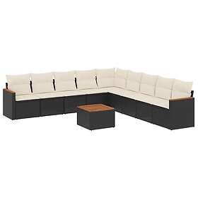 vidaXL Loungegrupp 10 delar med svarta dynor konstrotting 3226063