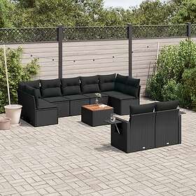 vidaXL Loungegrupp 10 delar med svarta dynor konstrotting 3257042
