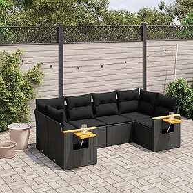 vidaXL Loungegrupp med dynor 6 delar svart konstrotting 3259500