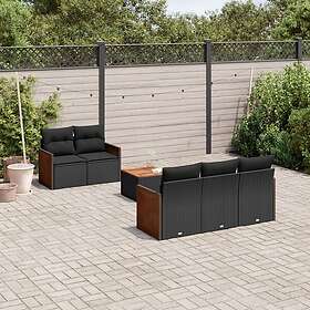 vidaXL Loungegrupp med dynor 6 delar svart konstrotting 3227462