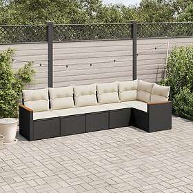vidaXL Loungegrupp med dynor 6 delar svart konstrotting 3225986