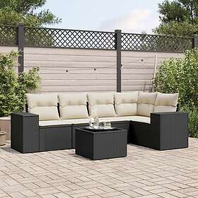 vidaXL Loungegrupp med dynor 6 delar svart konstrotting 3254873