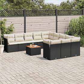 vidaXL Loungegrupp med dynor 12 delar svart konstrotting 3256238
