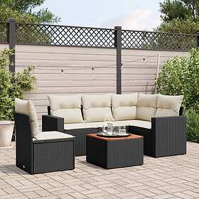 vidaXL Loungegrupp med dynor 6 delar svart konstrotting 3256455