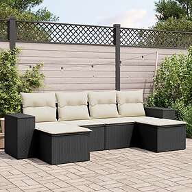 vidaXL Loungegrupp med dynor 6 delar svart konstrotting 3222915