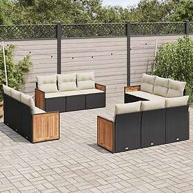 vidaXL Loungegrupp med dynor 12 delar svart konstrotting 3227512