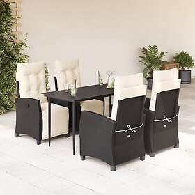 vidaXL Matgrupp för trädgården med dynor 5 delar svart konstrottning 3212948