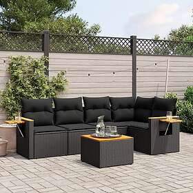 vidaXL Loungegrupp med dynor 6 delar svart konstrotting 3226790
