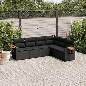 vidaXL Loungegrupp med dynor 6 delar svart konstrotting 3259241