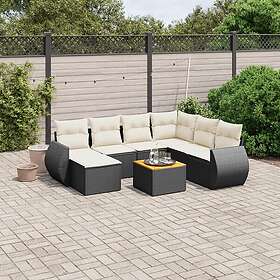 vidaXL Loungegrupp för trädgården med dynor 8 delar svart konstrotting 3225118