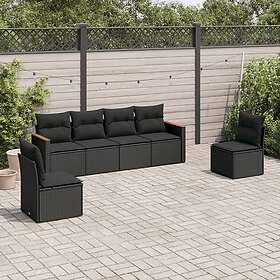 vidaXL Loungegrupp med dynor 6 delar svart konstrotting 3258261