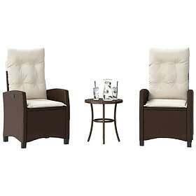 vidaXL Bistrogrupp med dynor 3 delar brun konstrotting 365226