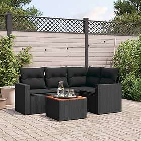vidaXL Loungegrupp för trädgården med dynor 5 delar svart konstrotting 3256433