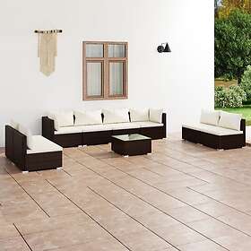 vidaXL Loungegrupp för trädgården med dynor 9 delar konstrotting brun 3102258