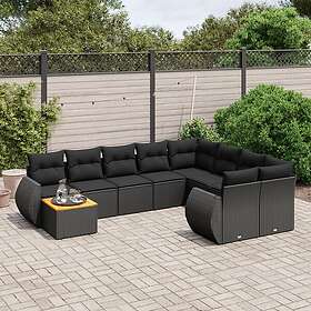 vidaXL Loungegrupp 10 delar med svarta dynor konstrotting 3257497