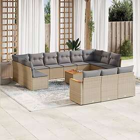 vidaXL Soffgrupp för trädgård med dynor 14 delar mixbeige konstrotting 3226465