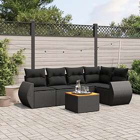 vidaXL Loungegrupp med dynor 6 delar svart konstrotting 3224991