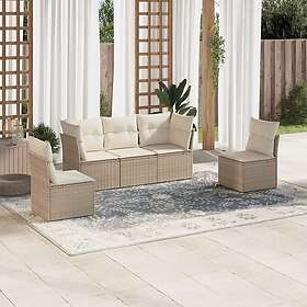 vidaXL Soffgrupp för trädgården med dynor 5 delar beige konstrotting 3249187