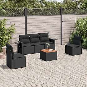 vidaXL Loungegrupp med dynor 6 delar svart konstrotting 3256832